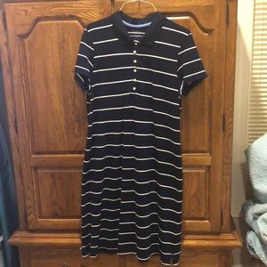 Navy/white striped polo dress size L - LLBean